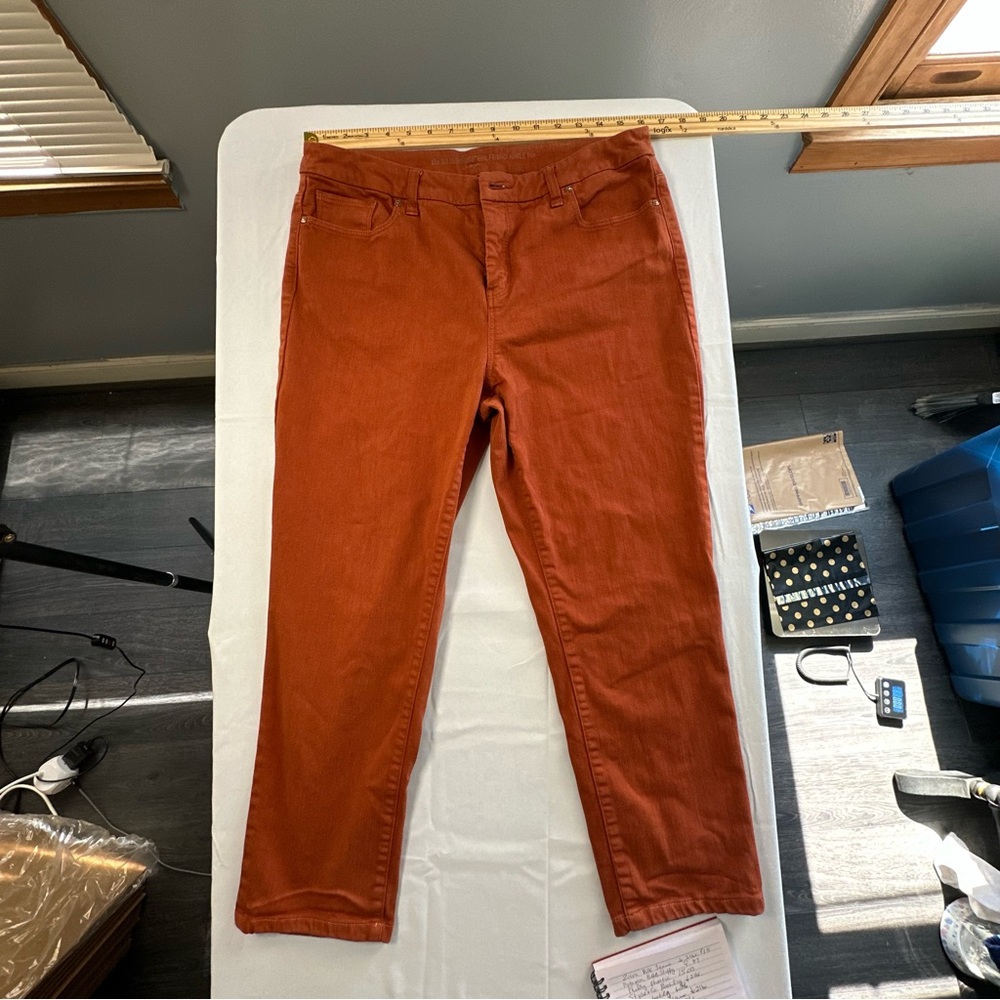 Chico's Women's Straight Leg Jeans in Rust Orange